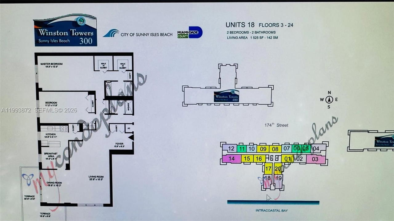 Real estate property located at 230 174th St #1518, Miami-dade, Winston Tower 300 Condo, Sunny Isles Beach, FL