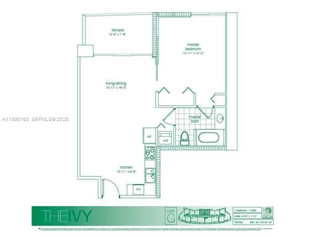 Real estate property located at 90 3RD STREET #1809, Miami-dade, The Ivy Condo, Miami, FL