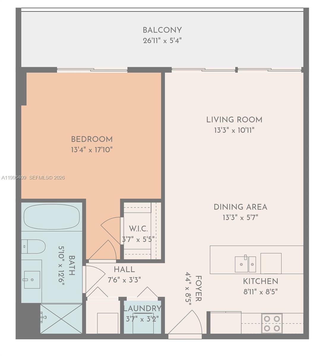 Real estate property located at 1111 1st Ave #2721-N, Miami-dade, The Axis On Brickell Ii C, Miami, FL