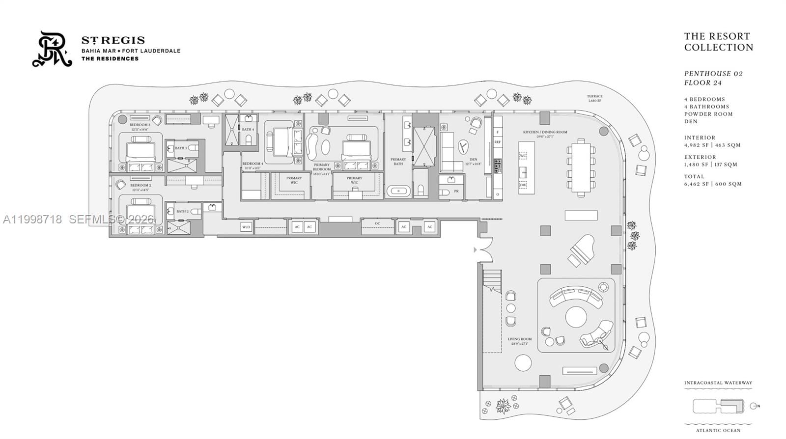 Real estate property located at 801 Seabreeze Blvd PH2406, Broward, St Regis Residences, Fort Lauderdale, FL