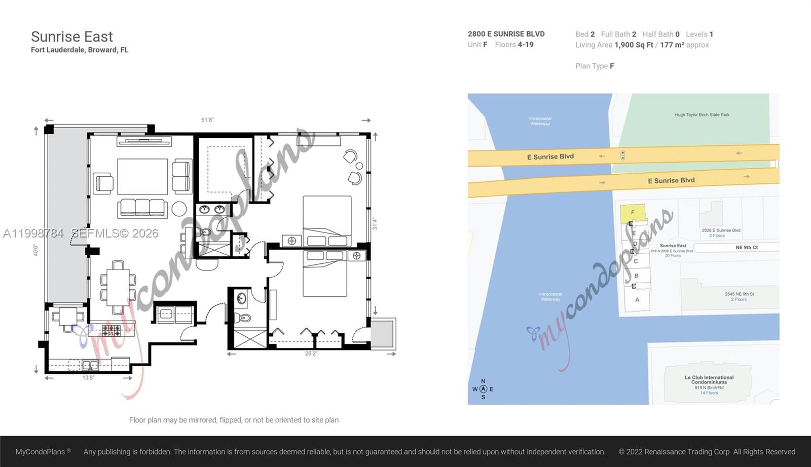 Real estate property located at 2800 Sunrise Blvd #7F, Broward, Sunrise East Condo, Fort Lauderdale, FL