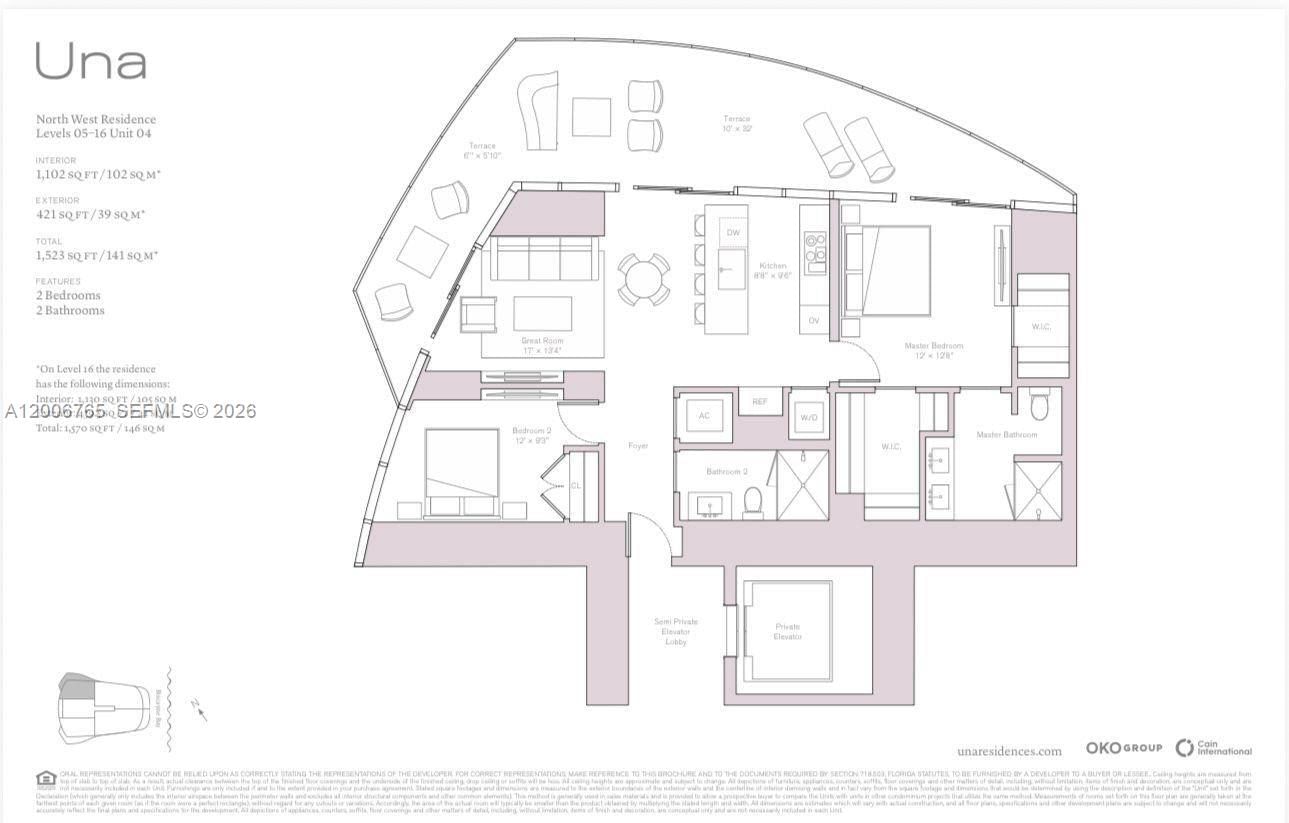 Real estate property located at 175 25th Rd #604, Miami-dade, Una Residences, Miami, FL