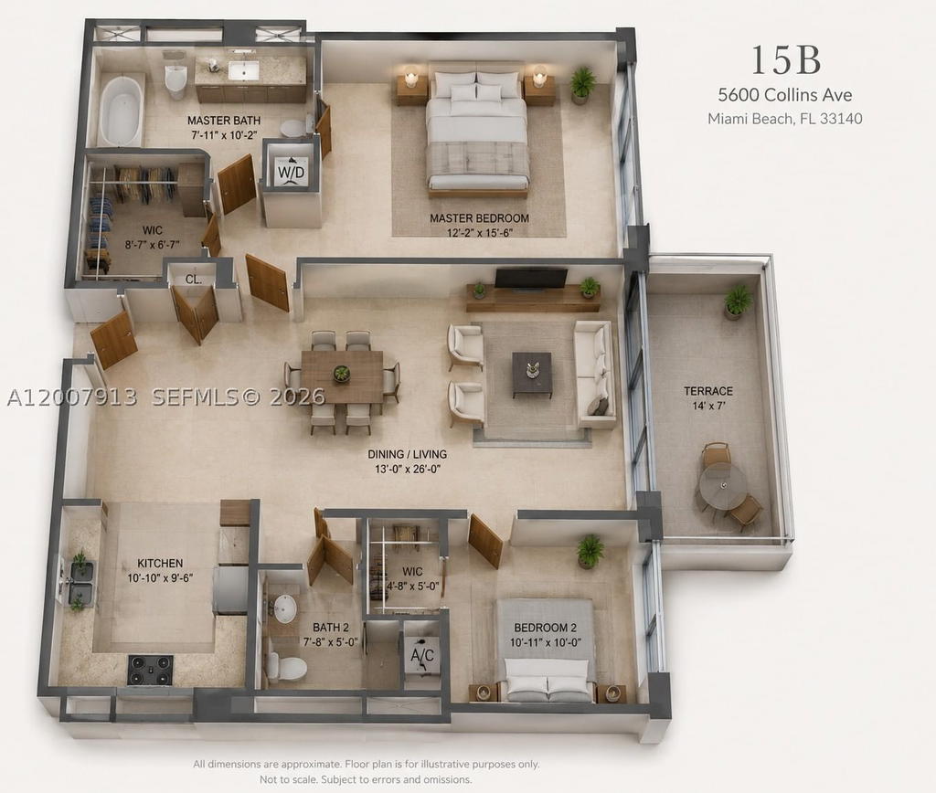 Real estate property located at 5600 Collins Ave #15B, Miami-dade, 5600 Condo, Miami Beach, FL