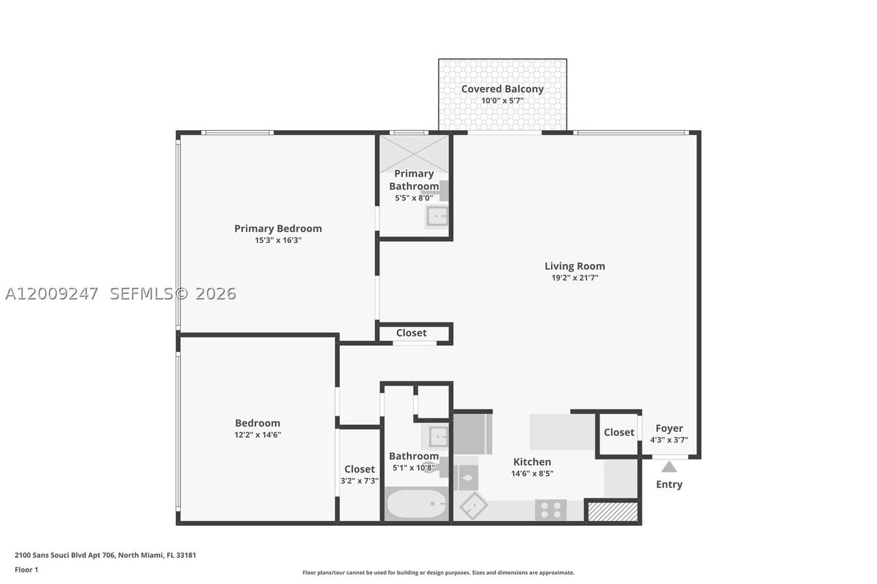 Real estate property located at 2100 Sans Souci Blvd B706, Miami-dade, Bayview Towers Condo Sout, North Miami, FL
