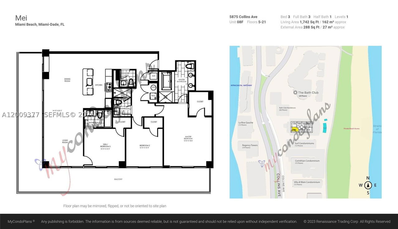 Real estate property located at 5875 Collins Ave #708, Miami-dade, Mei Condo, Miami Beach, FL