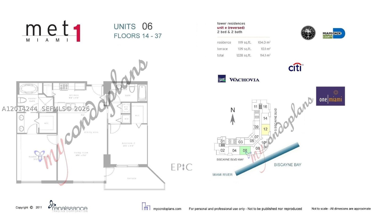 Real estate property located at 300 Biscayne Blvd L-L32, Miami-dade, Met 1 Condo, Miami, FL
