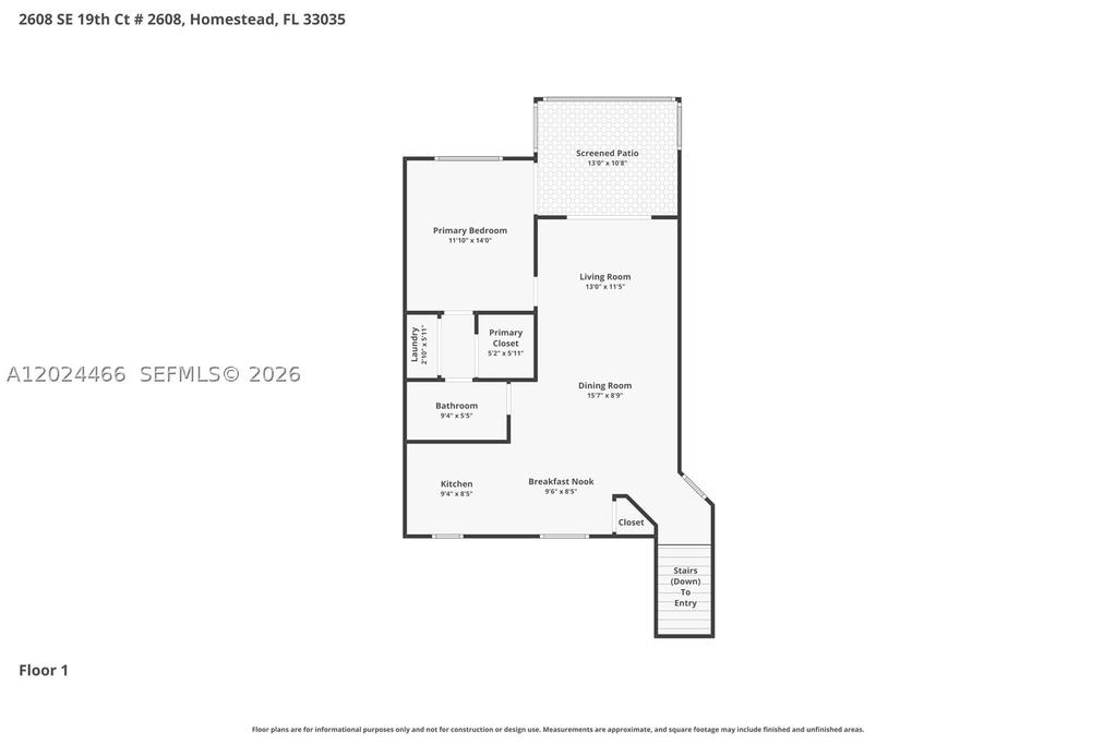 Real estate property located at 2608 19th Ct #204-A, Miami-dade, Keys Gate Condo No One, Homestead, FL
