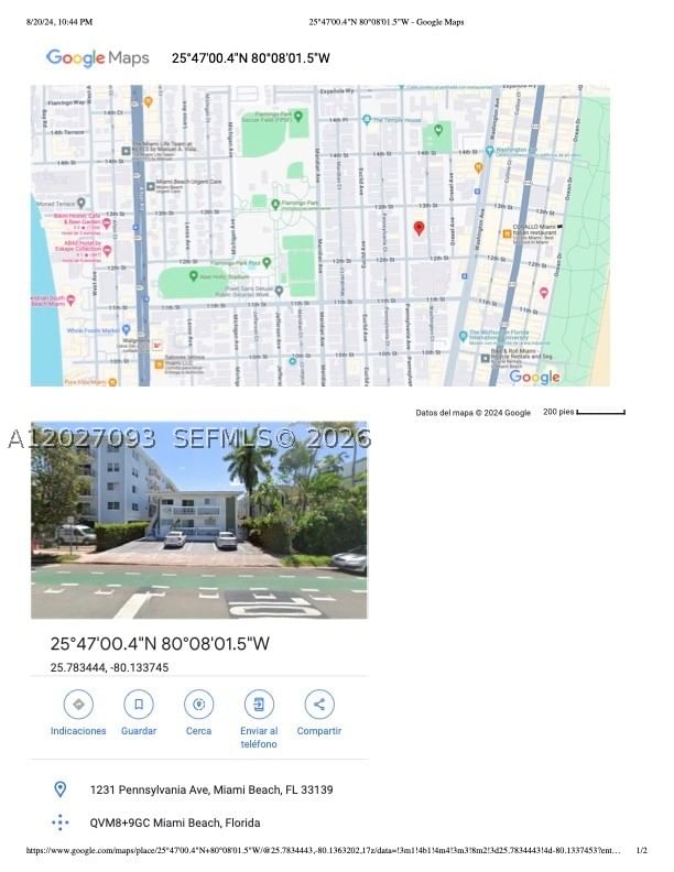 Real estate property located at 1231 Pennsylvania Ave #8, Miami-dade, 1231 Penn Inc Condo, Miami Beach, FL