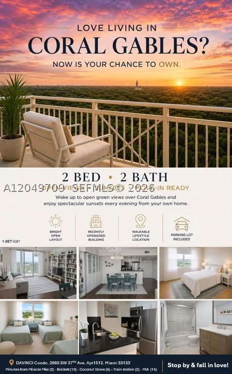 Real estate property located at 2665 37th Ave #1512, Miami-dade, Da Vinci On Douglas Condo, Miami, FL