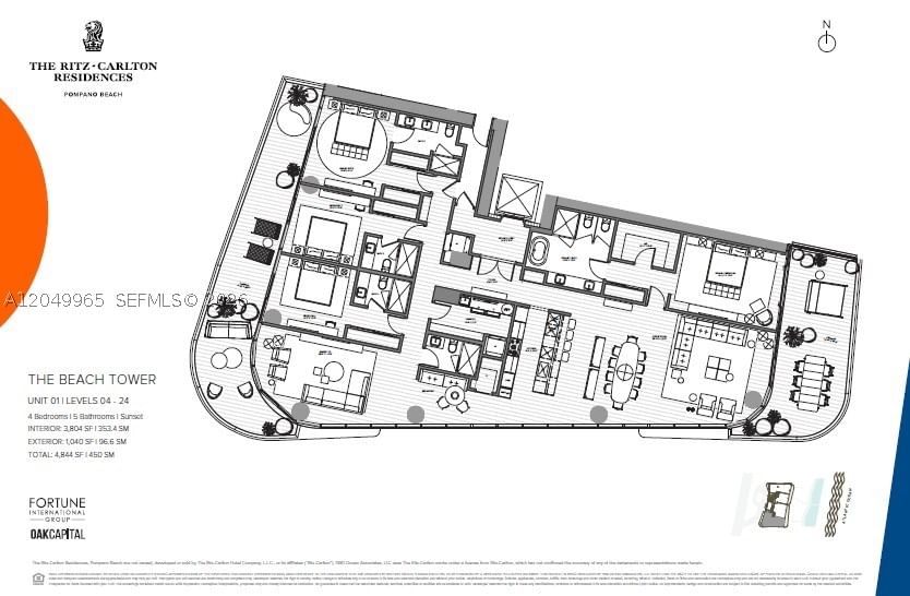 Real estate property located at 1380 Ocean Blvd #501, Broward, The Ritz-carlton Residence, Pompano Beach, FL