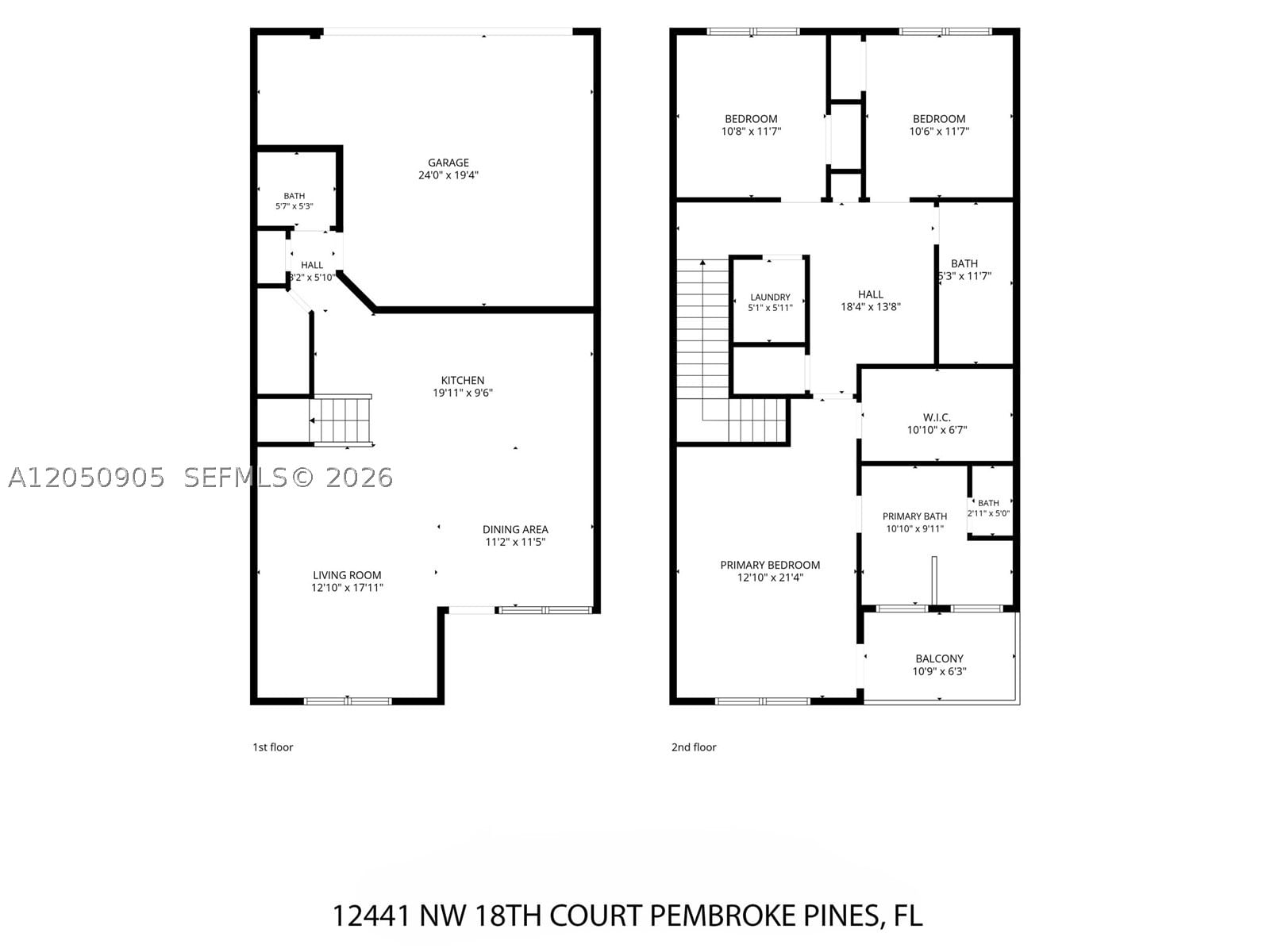 Real estate property located at 12441 18th Ct, Broward, Pembroke Falls-phase 1, Pembroke Pines, FL