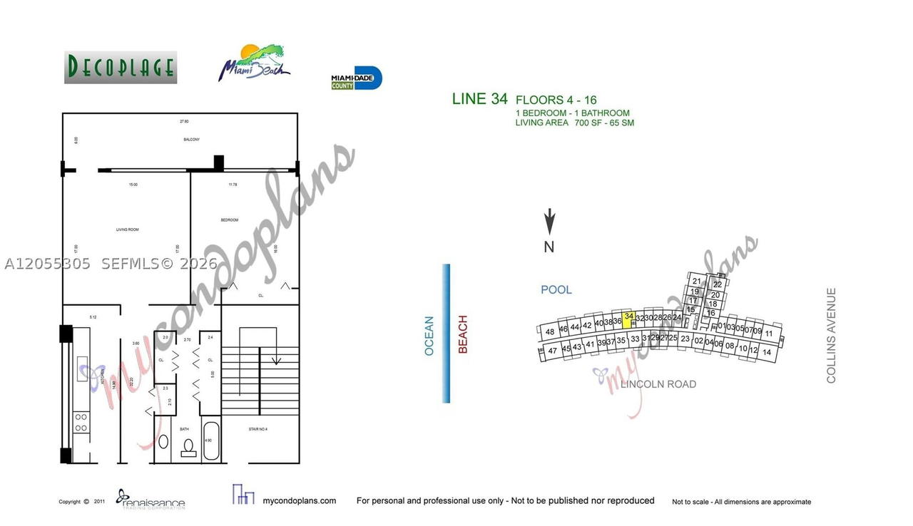 Real estate property located at 100 Lincoln Rd #634, Miami-dade, The Decoplage Condo, Miami Beach, FL