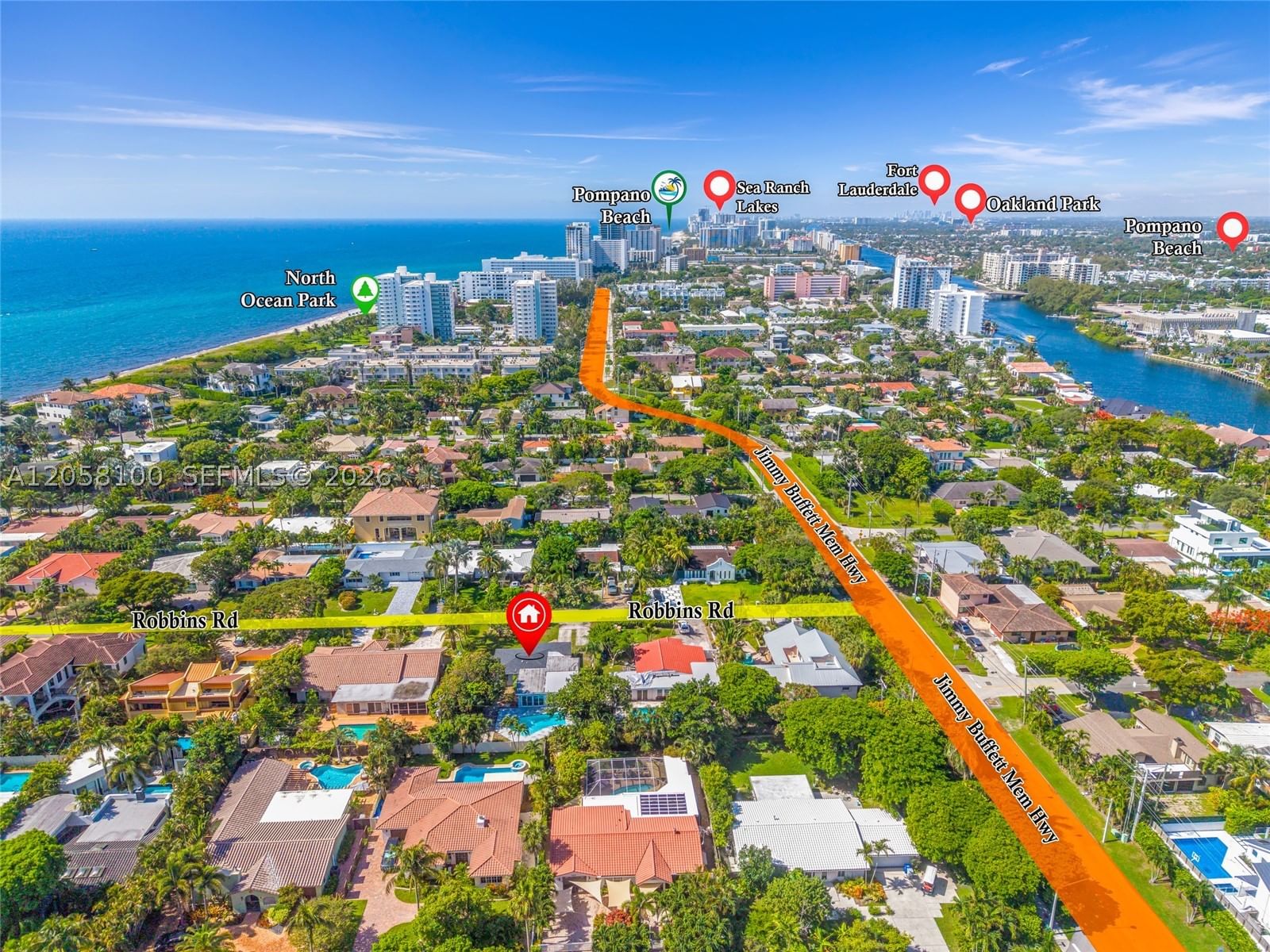 Real estate property located at 3405 Robbins Rd, Broward, Hillsboro Shores Sec, Pompano Beach, FL