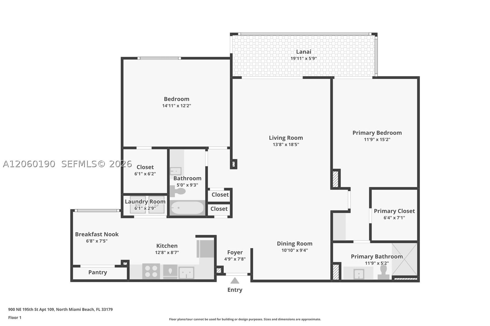 Real estate property located at 900 195th St #109, Miami-dade, Chantilly Condo, Miami, FL