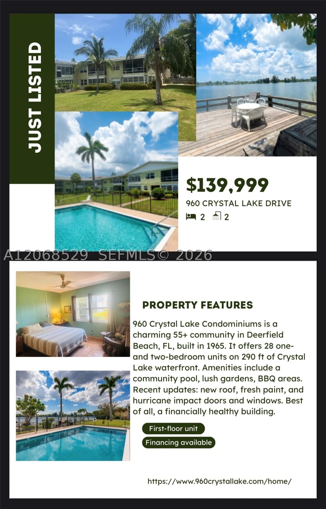 Real estate property located at 960 Crystal Lake Dr #114, Broward, Crystal Lake 960 Condo, Deerfield Beach, FL
