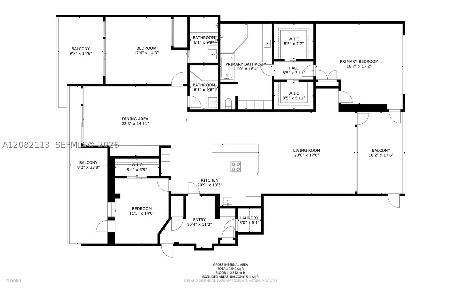 Real estate property located at 20 Isle Of Venice Dr #302, Broward, Aqualuna Las Olas Condo, Fort Lauderdale, FL