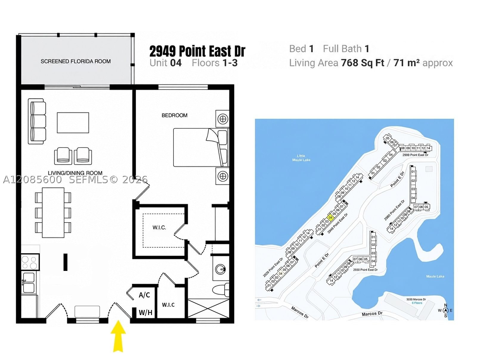 Real estate property located at 2949 Point East Dr B304, Miami-dade, Point East One Condo-bldg, Aventura, FL