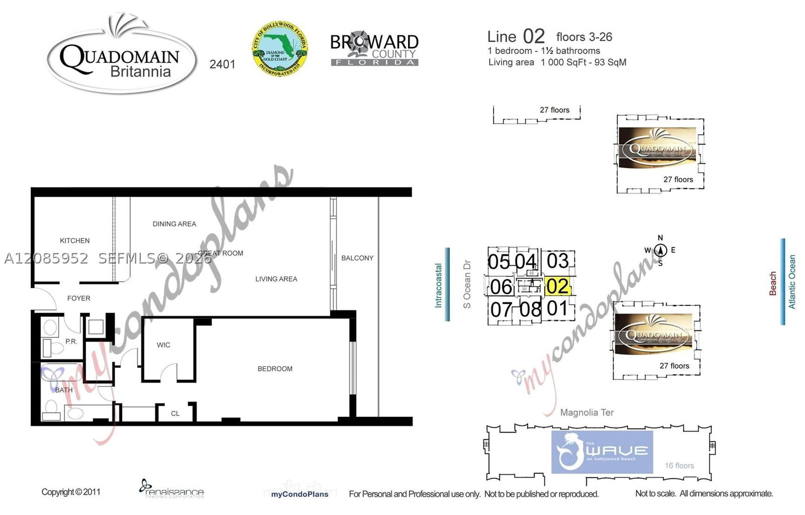 Real estate property located at 2401 Ocean Dr #1702, Broward, Britannia At Quadomain Co, Hollywood, FL