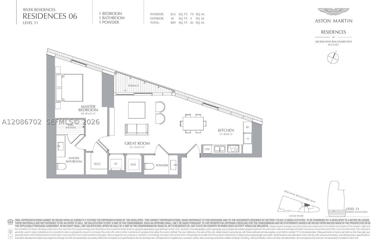 Real estate property located at 300 Biscayne Blvd Way #1106, Miami-dade, Aston Martin Residences, Miami, FL