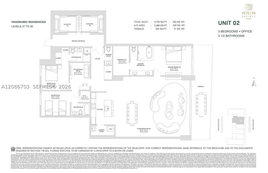 Real estate property located at 725 NE 24TH ST #3002A, Miami-dade, Aria Reserve North Condo, Miami, FL
