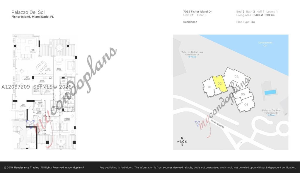 Real estate property located at 7052 Fisher Island Dr #7052, Miami-dade, Palazzo Del Sol/della Lun, Miami Beach, FL