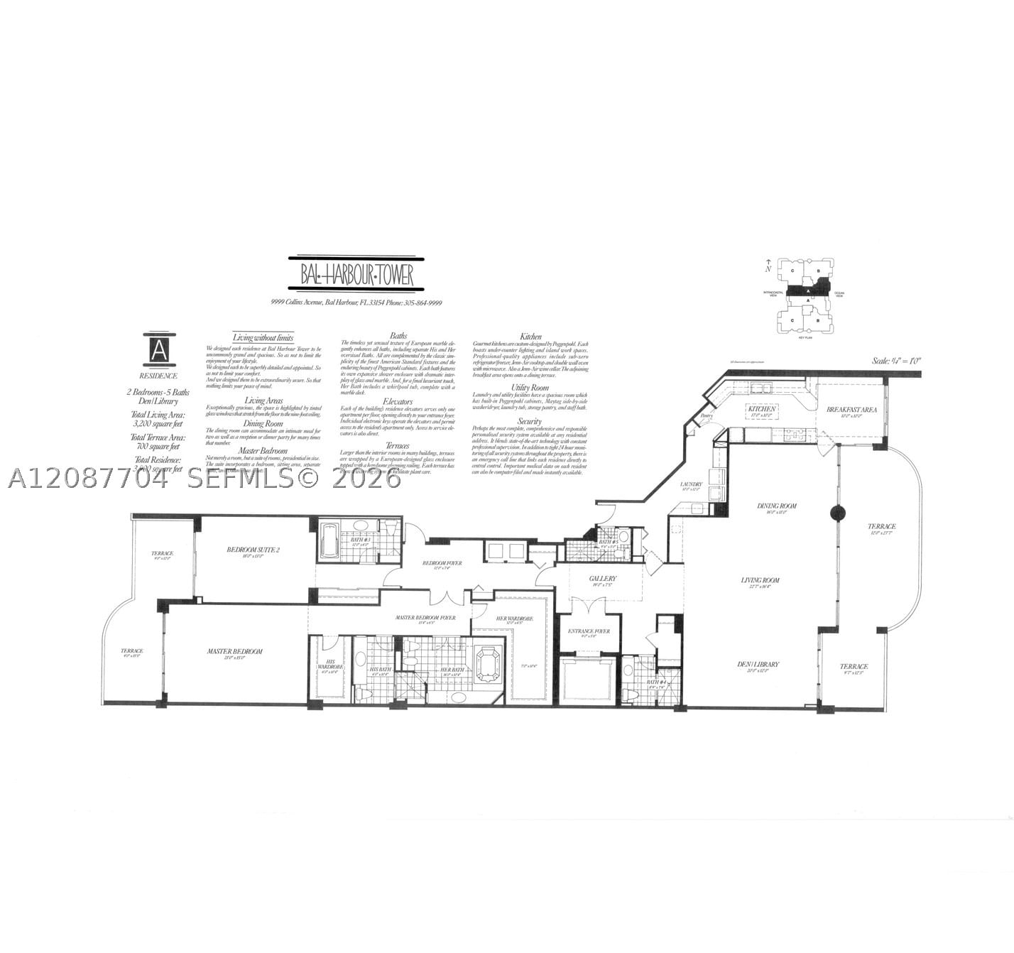Real estate property located at 9999 Collins Ave #5E, Miami-dade, Bal Harbour Tower Condo, Bal Harbour, FL