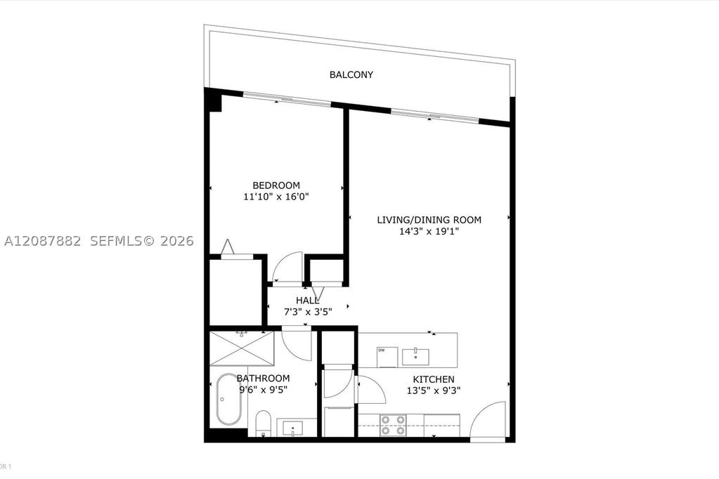 Real estate property located at 1100 Miami Ave #1609, Miami-dade, 1100 Millecento Residence, Miami, FL