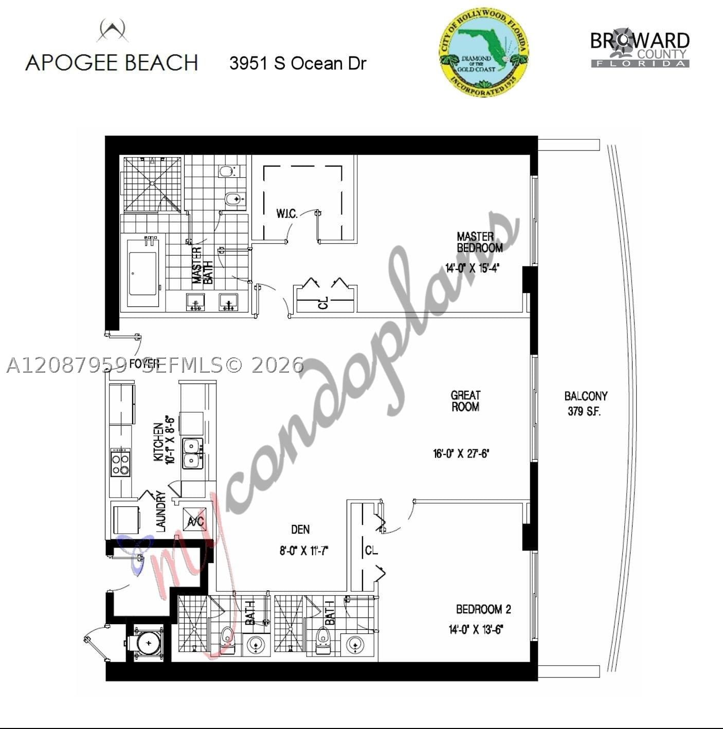 Real estate property located at 3951 Ocean Dr #1002, Broward, Apogee Beach Condominium, Hollywood, FL