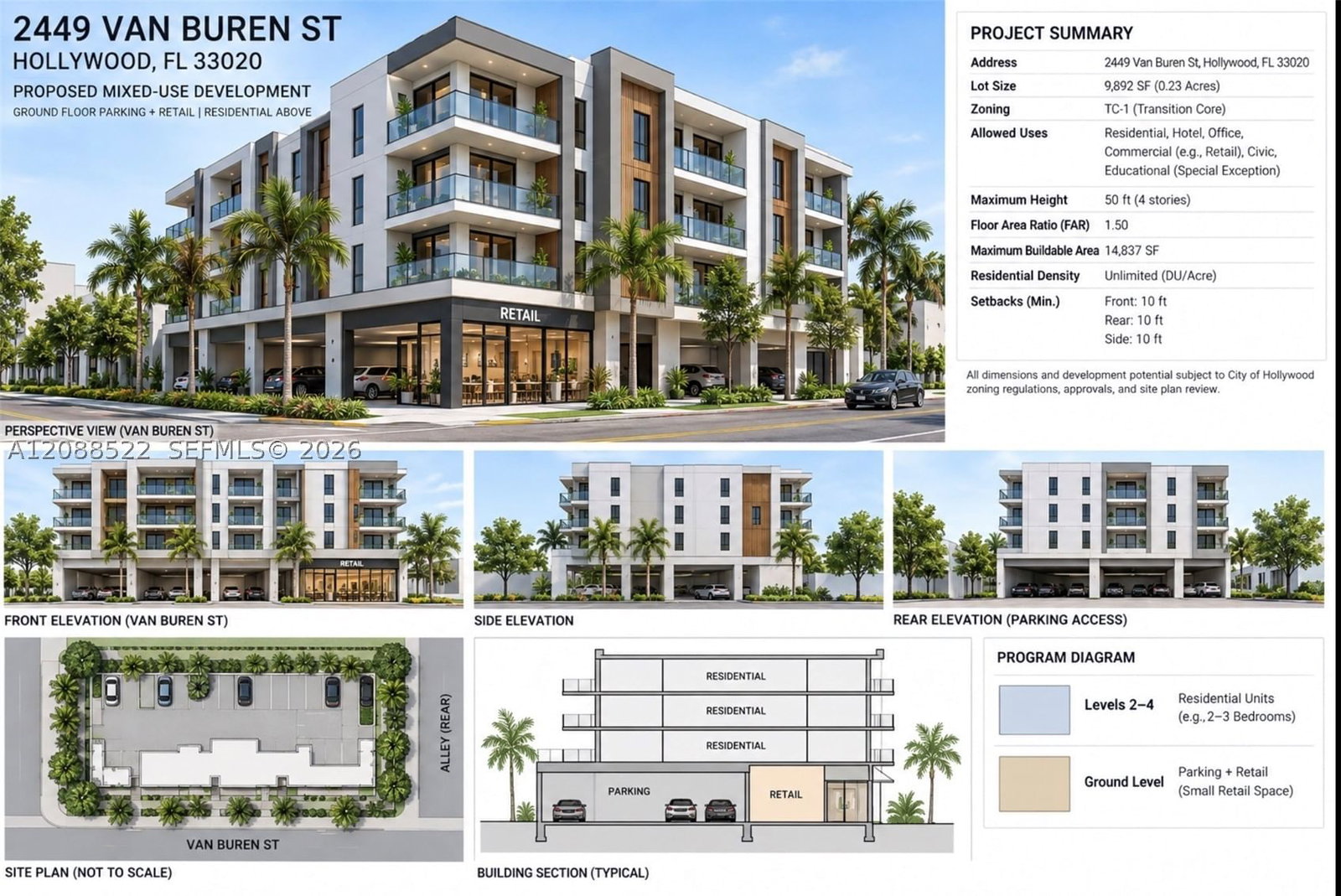Real estate property located at 2449 Van Buren St, Broward, Hollywood Little Ranches, Hollywood, FL