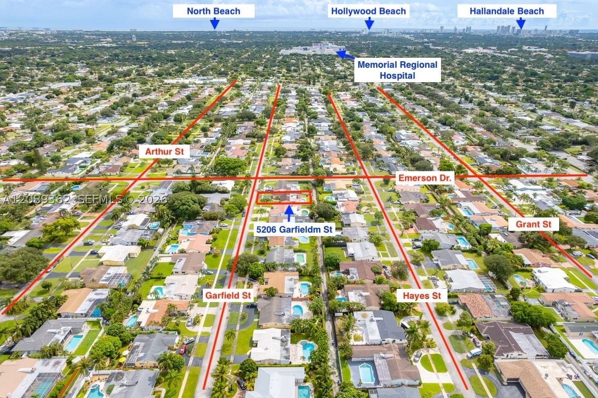 Real estate property located at 5206 Garfield St, Broward, Hollywood Hills, Hollywood, FL