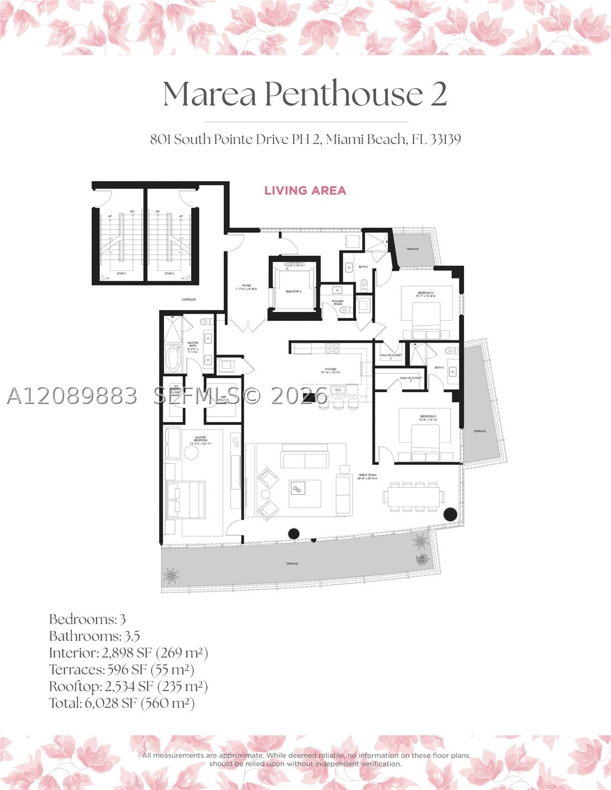 Real estate property located at 801 Pointe Dr PH 2, Miami-dade, Marea Condo, Miami Beach, FL