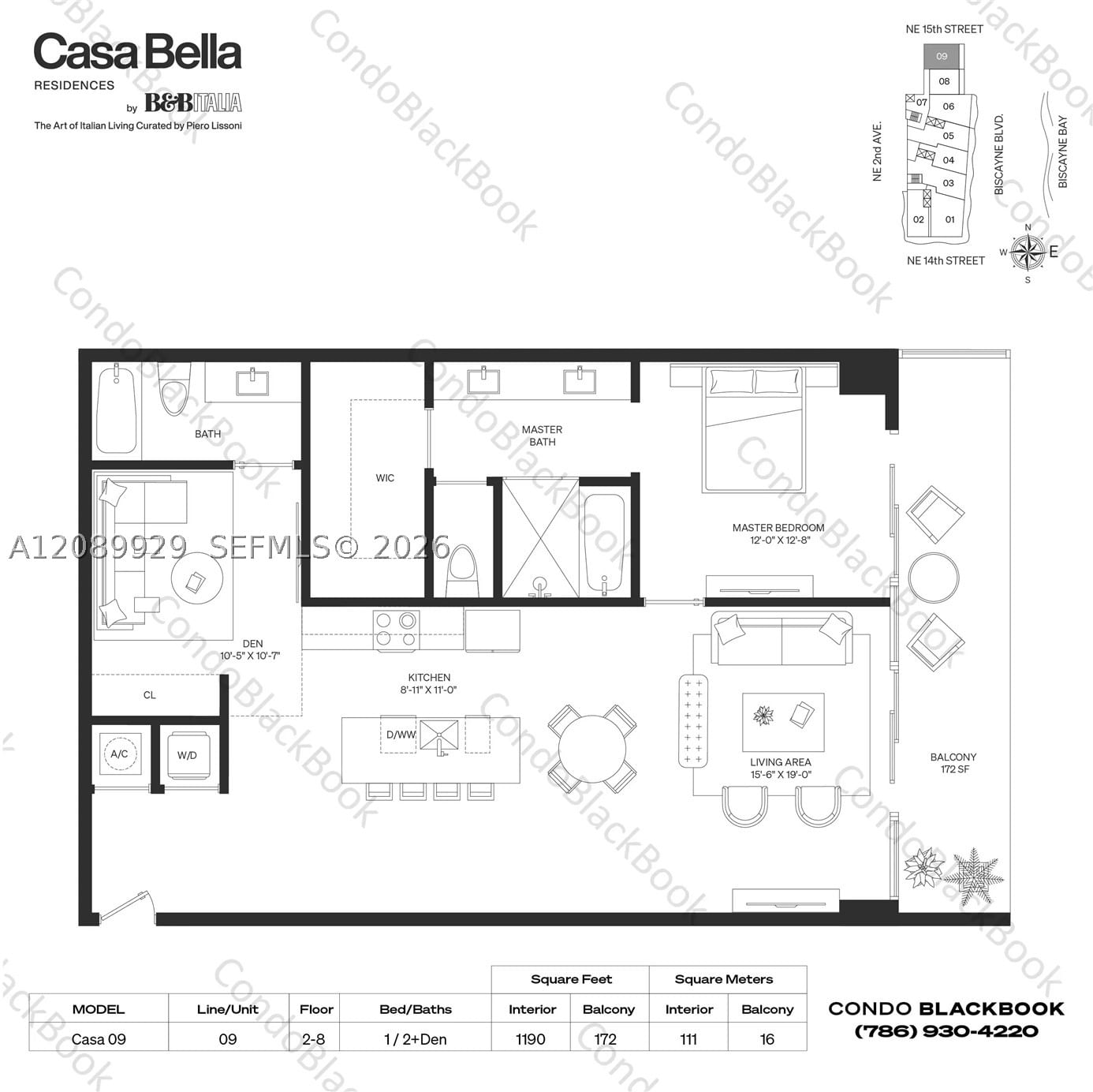Real estate property located at 1400 Biscayne Blvd #609, Miami-dade, Casa Bella, Miami, FL