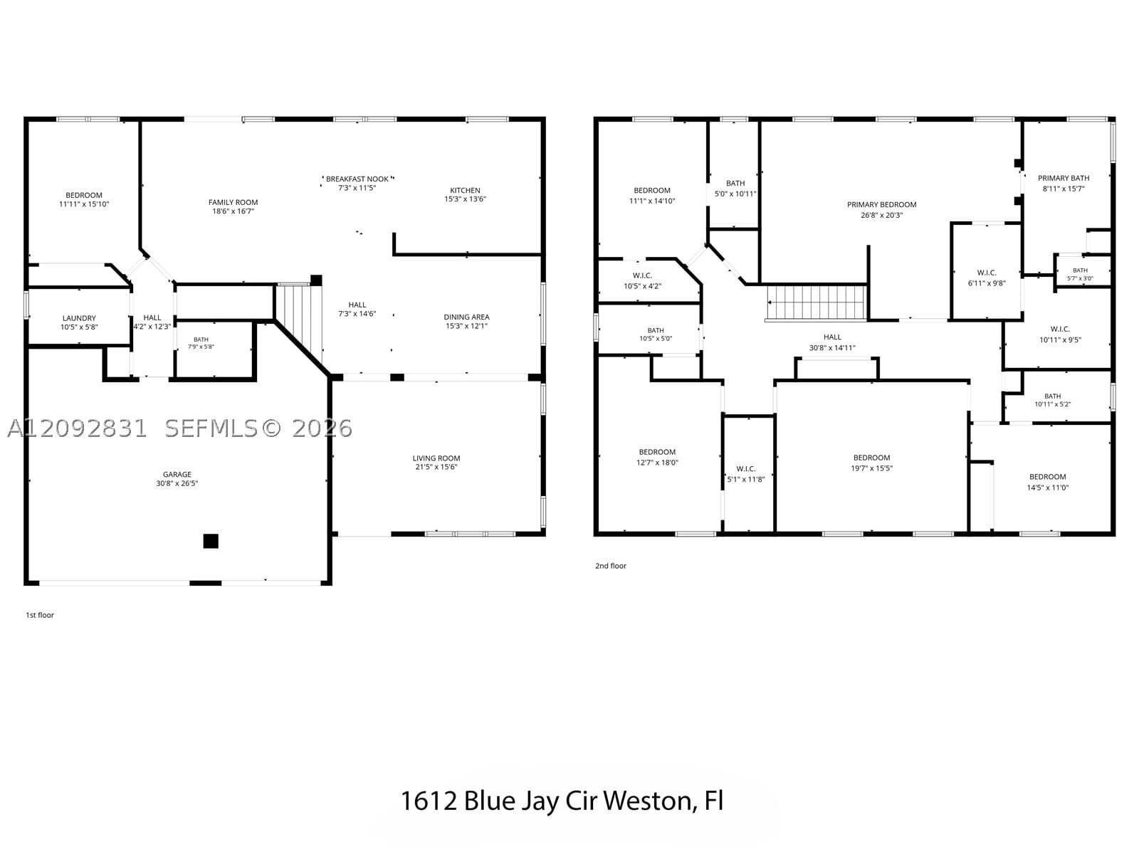 Real estate property located at 1612 Blue Jay Cir, Broward, Sector 2-parcels 1 2 3 4, Weston, FL