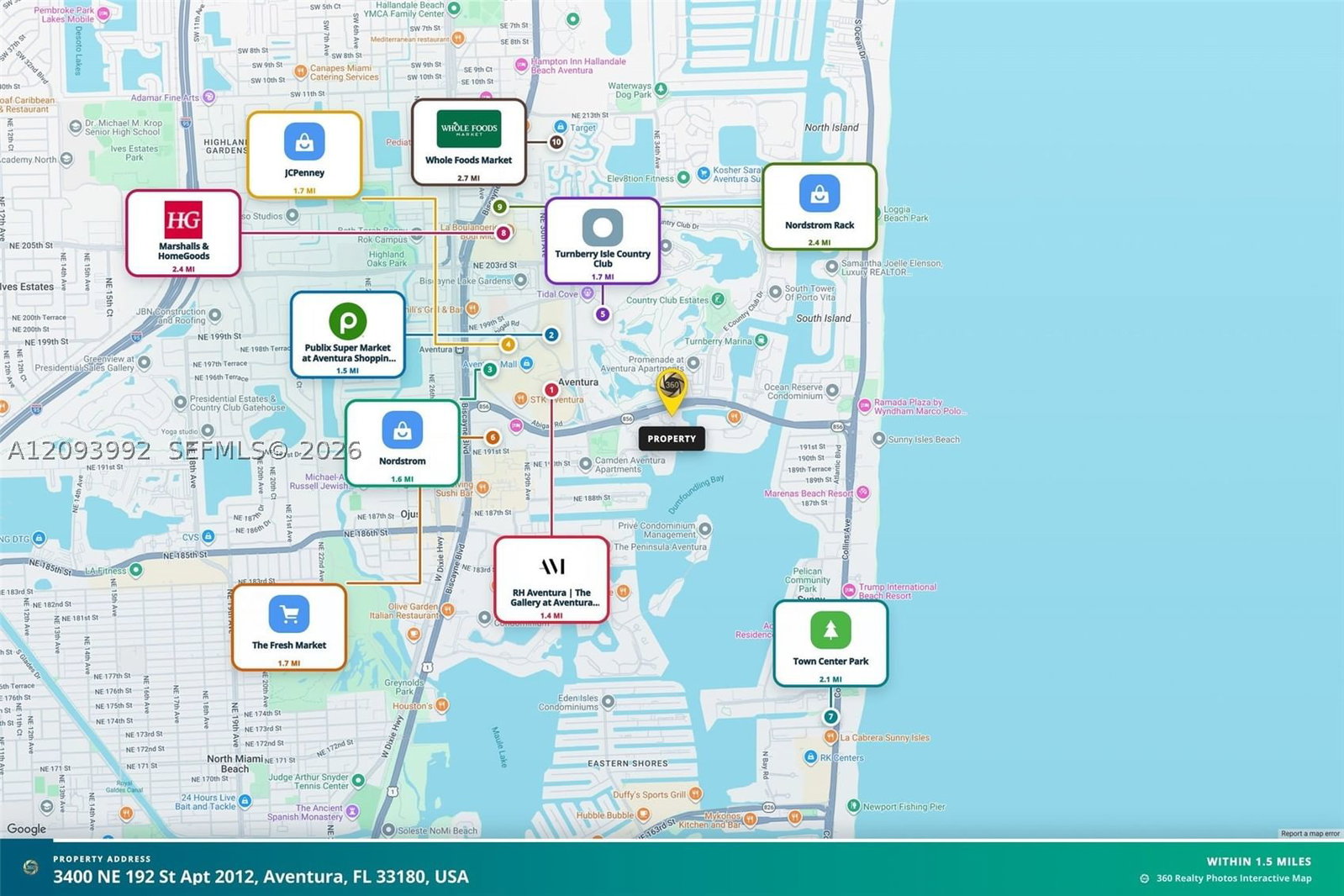 Real estate property located at 3400 192nd St #2012, Miami-dade, Mystic Pointe Tower 600 C, Aventura, FL