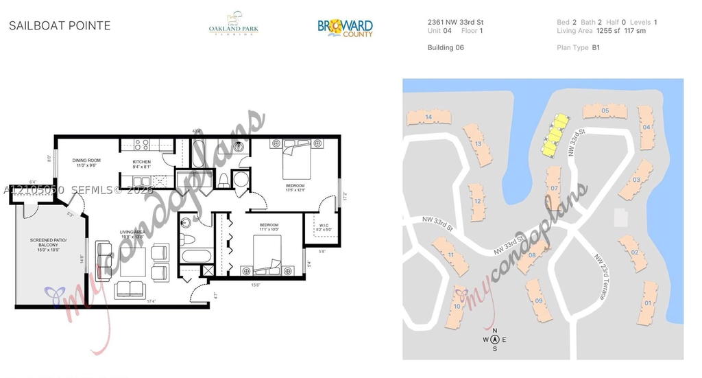 Real estate property located at 2361 33rd St #604, Broward, Sailboat Pointe Condo, Oakland Park, FL