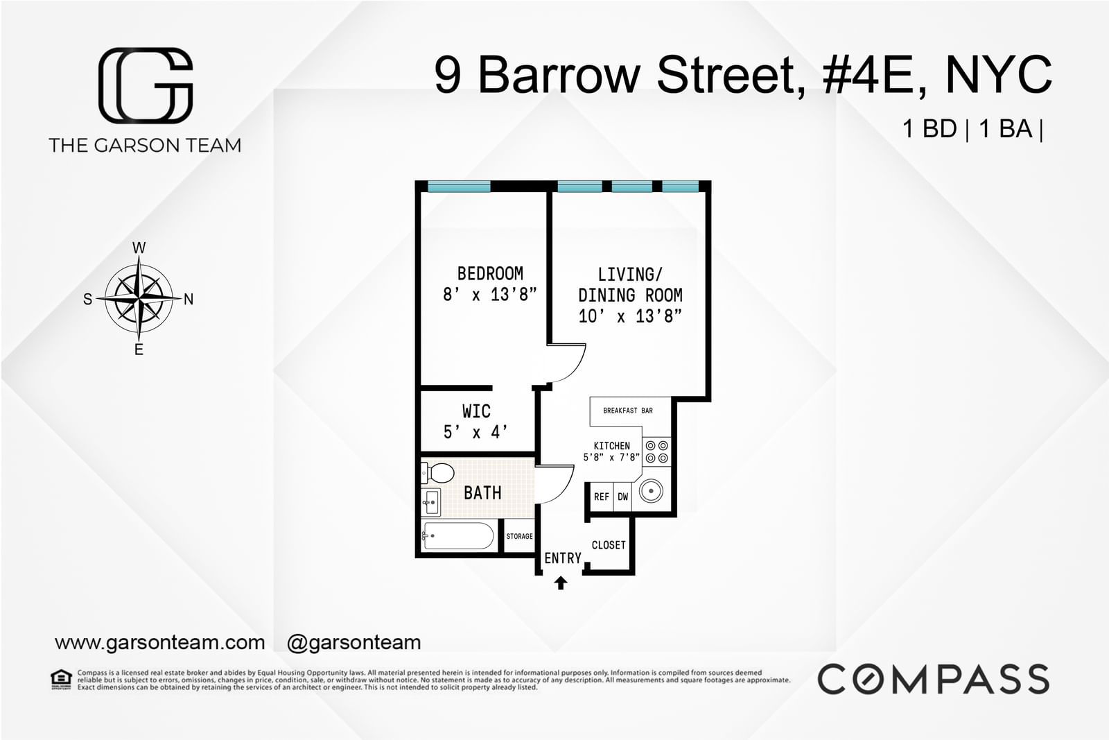 Real estate property located at 9 Barrow #4E, NewYork, West Village, New York City, NY