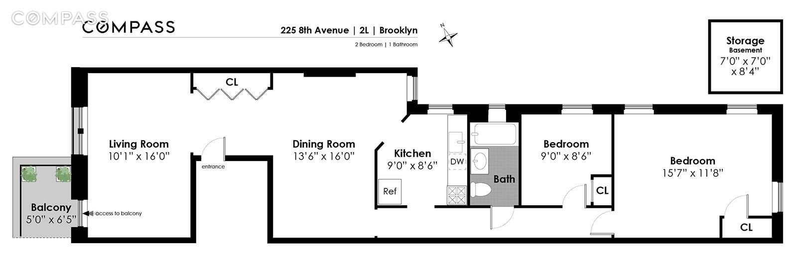 Real estate property located at 225 8th #2-L, Kings, New York City, NY