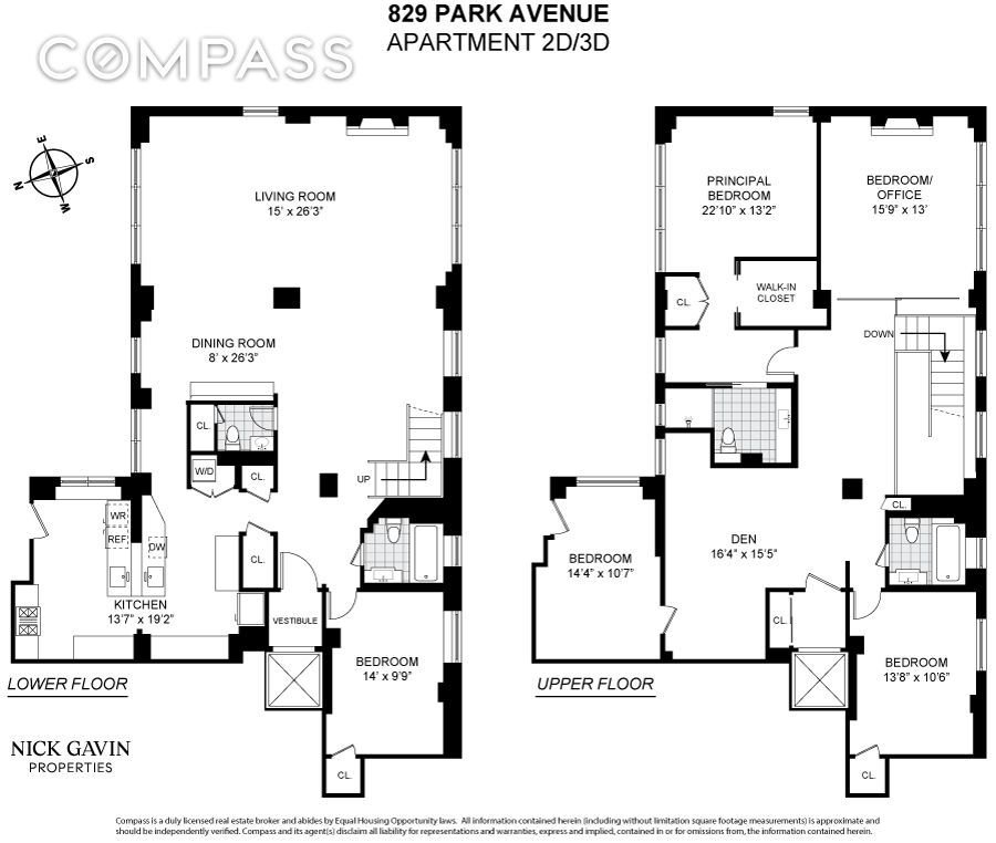 Real estate property located at 829 Park #2D/3D, New York, New York City, NY