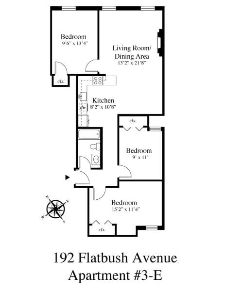 Real estate property located at 192 Flatbush #3-E, Kings, New York City, NY