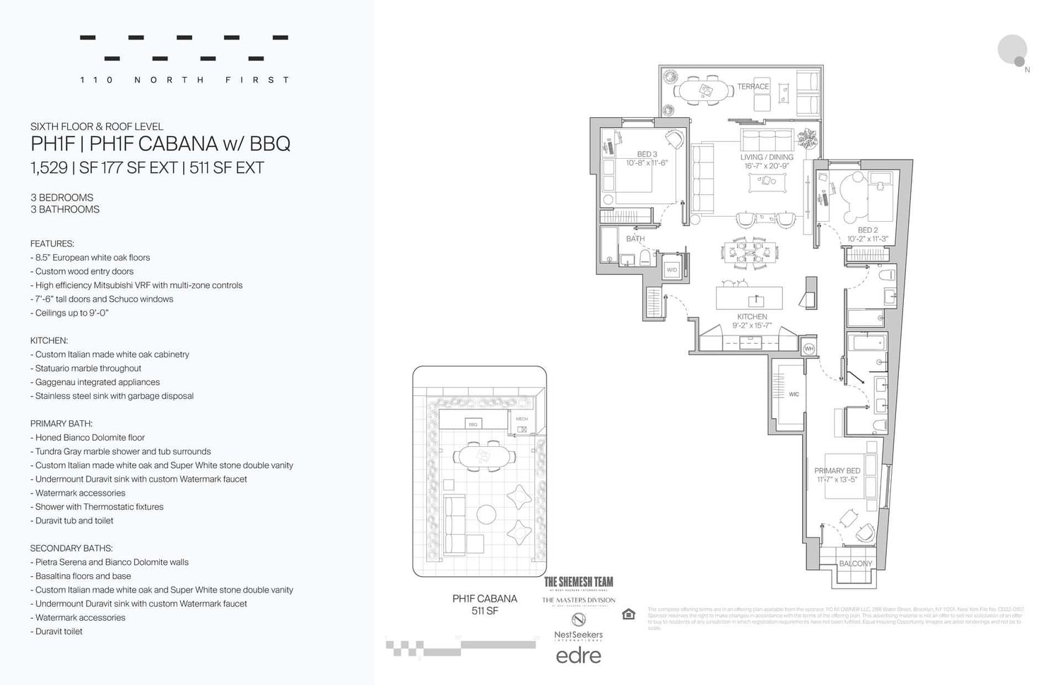 Real estate property located at 110 1st PH-1F, Kings, Williamsburg, New York City, NY