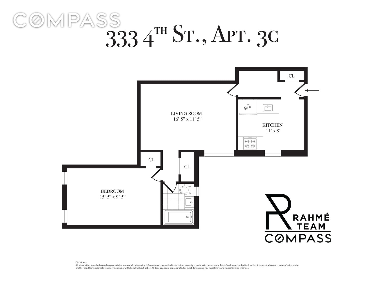 Real estate property located at 333 4th #3-C, Kings, New York City, NY