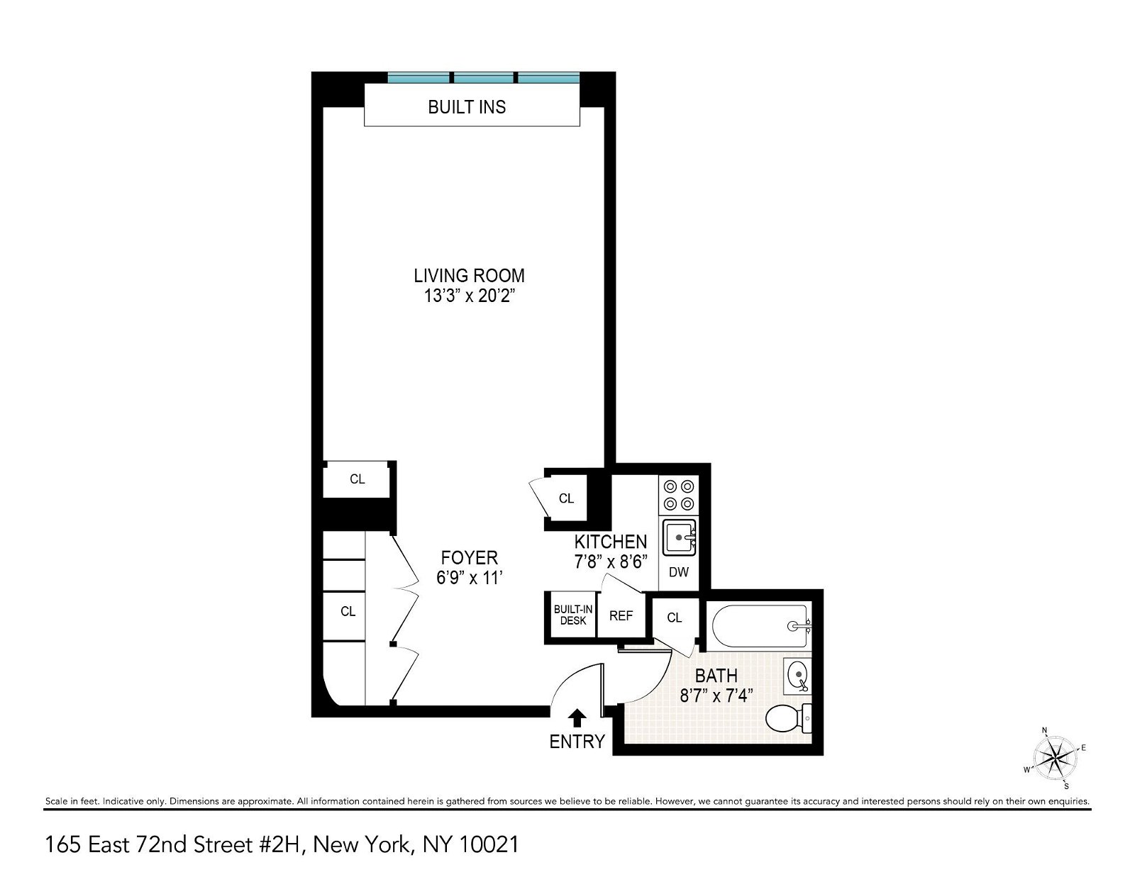 Real estate property located at 165 72nd #2H, New York, New York City, NY