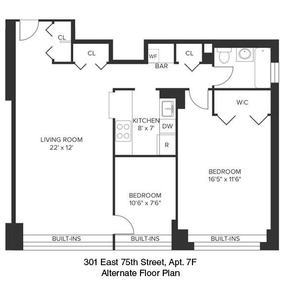 Real estate property located at 301 75th #7F, New York, New York City, NY