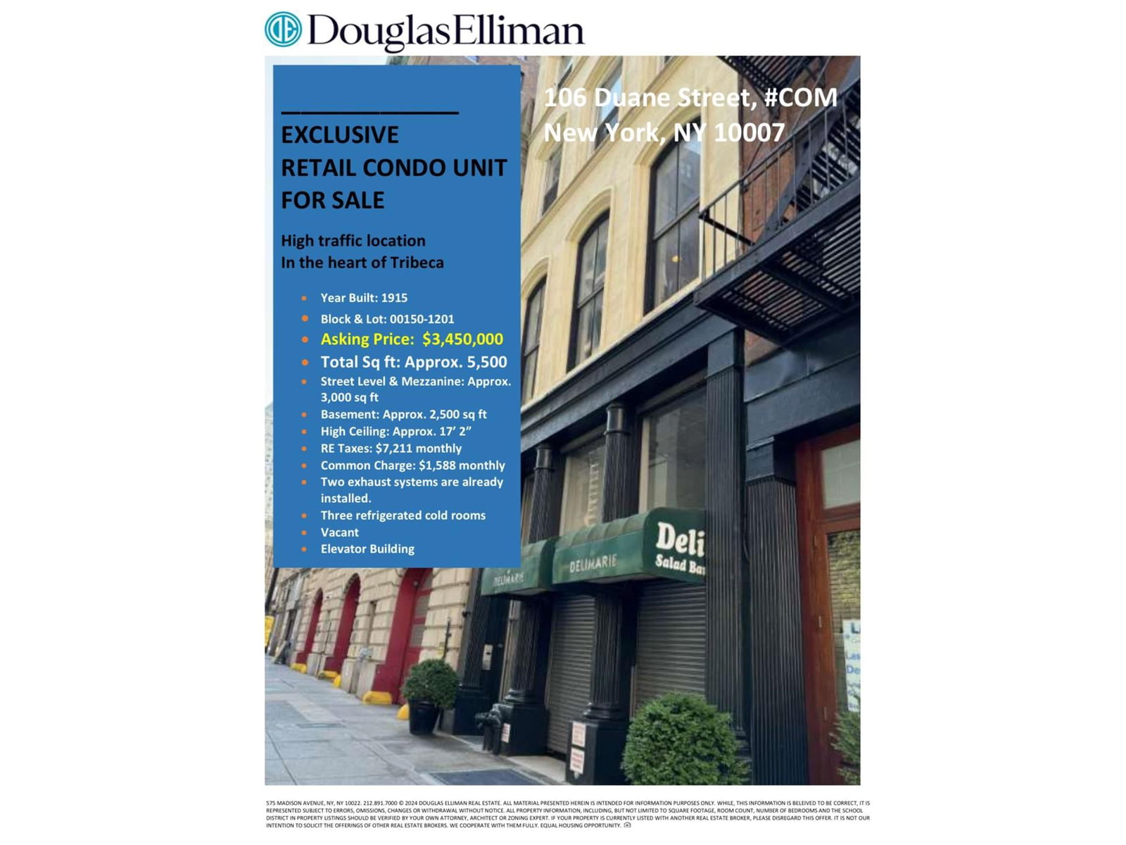 Real estate property located at 106 DUANE COM, New York, Tribeca, New York City, NY