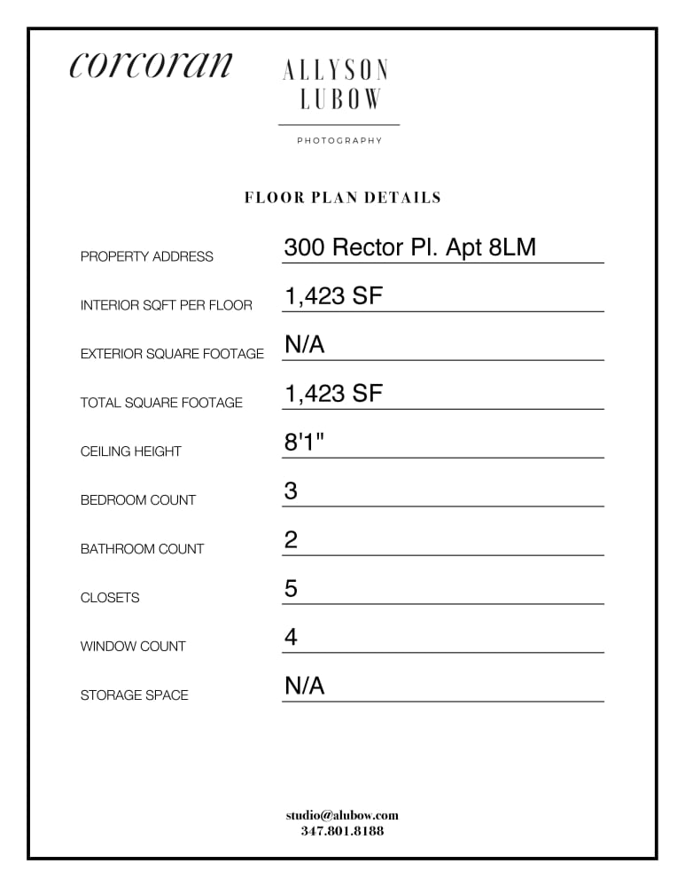 Real estate property located at 300 RECTOR #8LM, New York, Battery Park City, New York City, NY