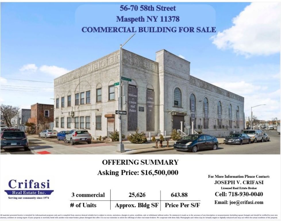 Real estate property located at 56-70 58th, Queens, Maspeth, New York City, NY