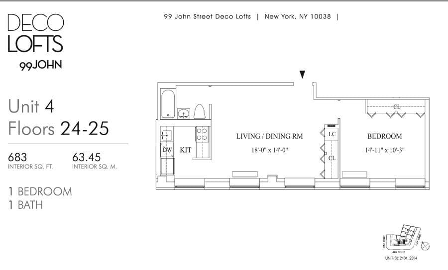 Real estate property located at 99 John #2504, New York, Financial District, New York City, NY