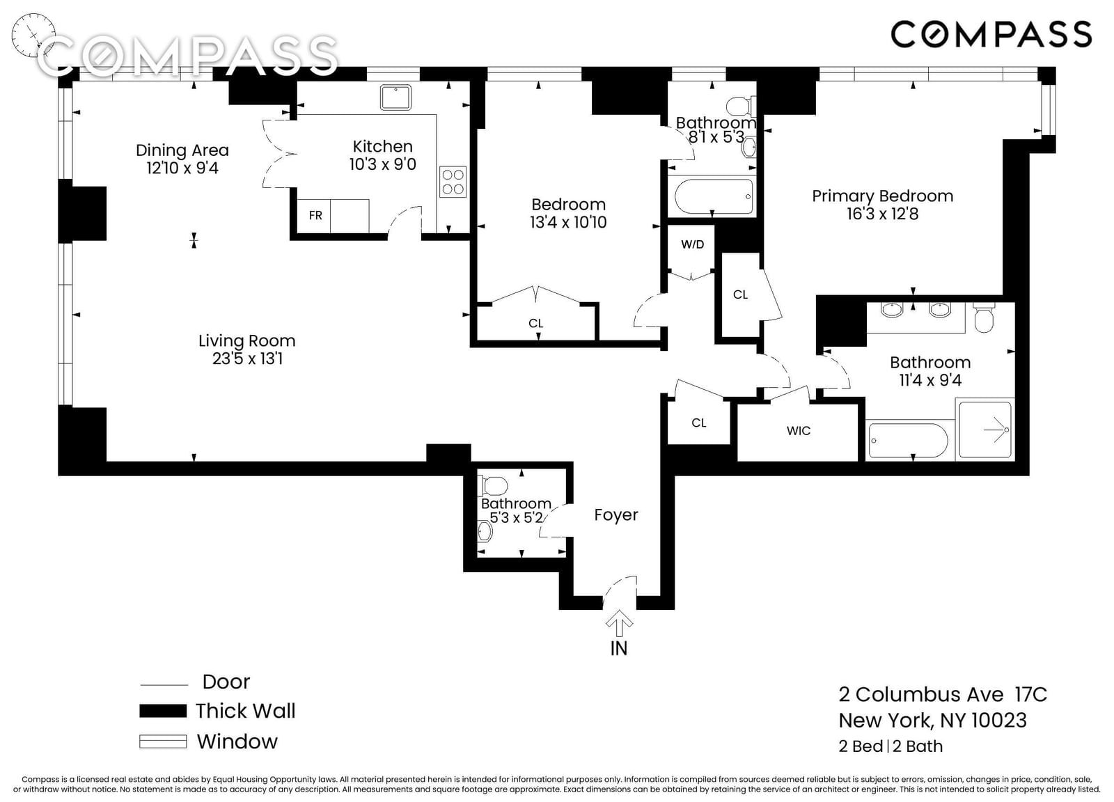 Real estate property located at 2 Columbus #17C, New York, Upper West Side, New York City, NY