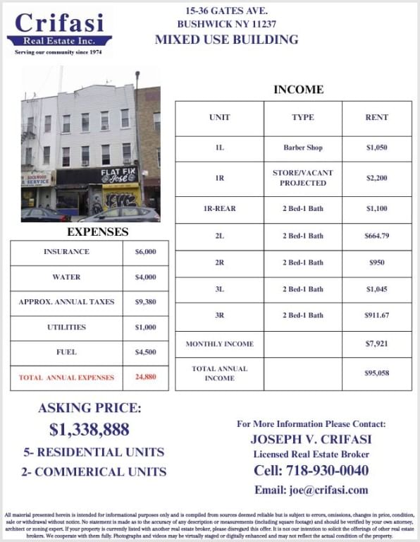Real estate property located at 15-36 Gates, Kings, Bushwick, New York City, NY