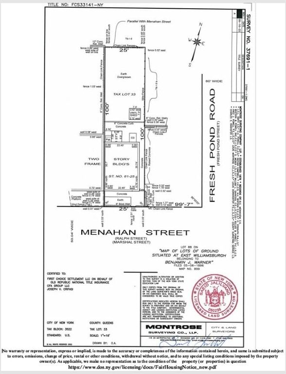 Real estate property located at 61-25 Menahan, Queens, Ridgewood, New York City, NY